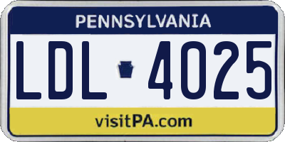 PA license plate LDL4025