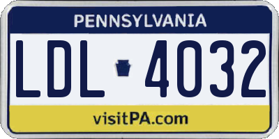 PA license plate LDL4032
