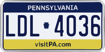 PA license plate LDL4036