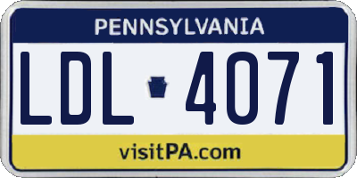 PA license plate LDL4071