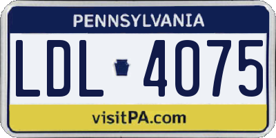 PA license plate LDL4075