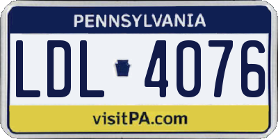 PA license plate LDL4076