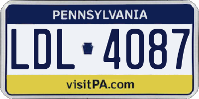 PA license plate LDL4087