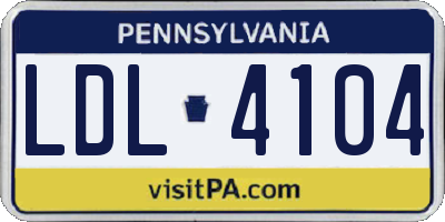 PA license plate LDL4104