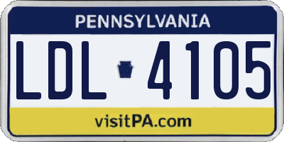 PA license plate LDL4105