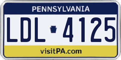 PA license plate LDL4125