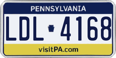 PA license plate LDL4168