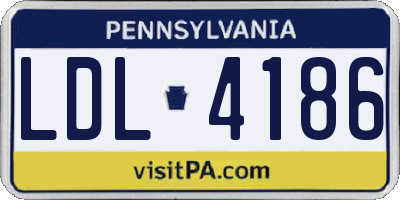 PA license plate LDL4186