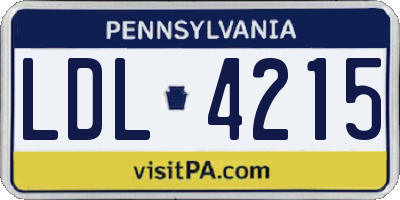 PA license plate LDL4215