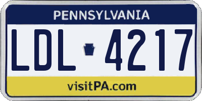 PA license plate LDL4217