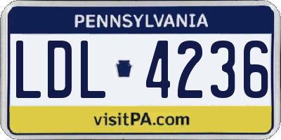 PA license plate LDL4236