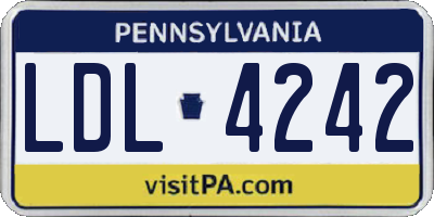 PA license plate LDL4242