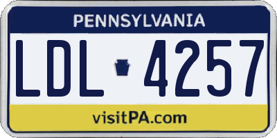 PA license plate LDL4257