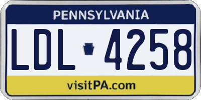 PA license plate LDL4258