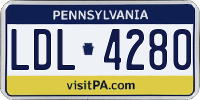 PA license plate LDL4280