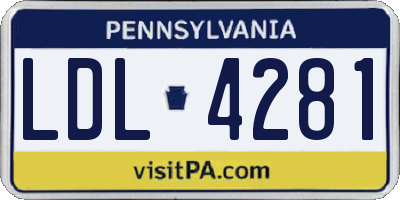 PA license plate LDL4281