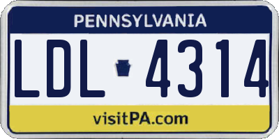 PA license plate LDL4314