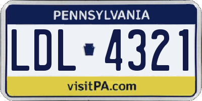 PA license plate LDL4321