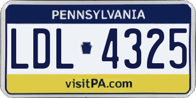 PA license plate LDL4325