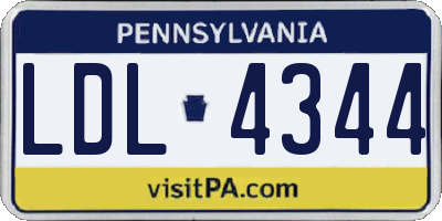 PA license plate LDL4344