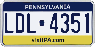PA license plate LDL4351