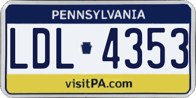 PA license plate LDL4353