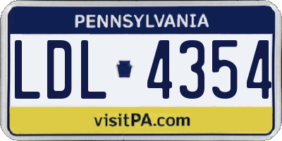 PA license plate LDL4354