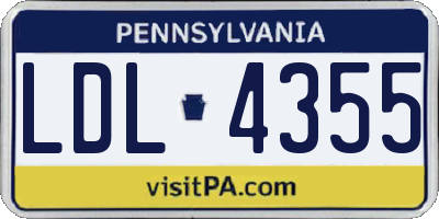 PA license plate LDL4355
