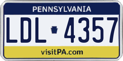 PA license plate LDL4357