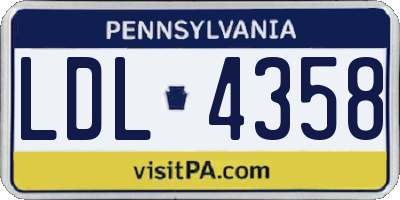 PA license plate LDL4358