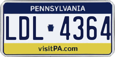 PA license plate LDL4364
