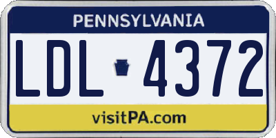 PA license plate LDL4372