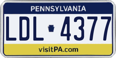 PA license plate LDL4377