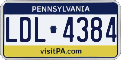 PA license plate LDL4384