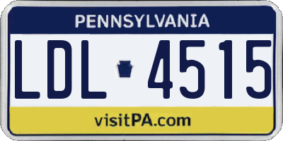PA license plate LDL4515