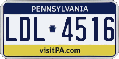 PA license plate LDL4516