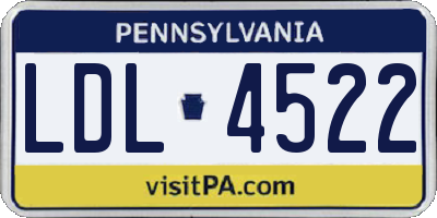 PA license plate LDL4522