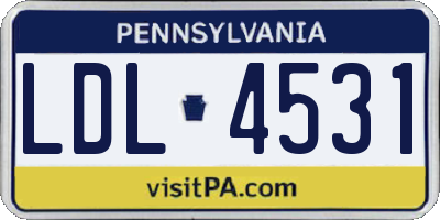 PA license plate LDL4531