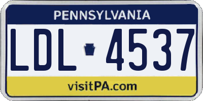 PA license plate LDL4537