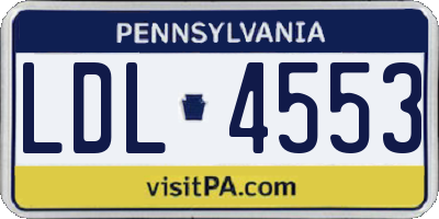 PA license plate LDL4553