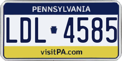 PA license plate LDL4585