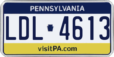PA license plate LDL4613