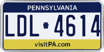 PA license plate LDL4614