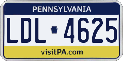PA license plate LDL4625