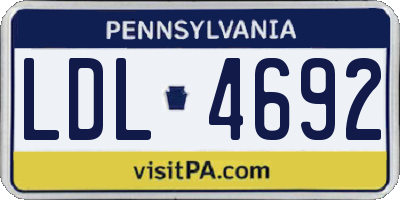 PA license plate LDL4692