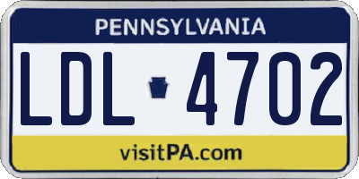 PA license plate LDL4702
