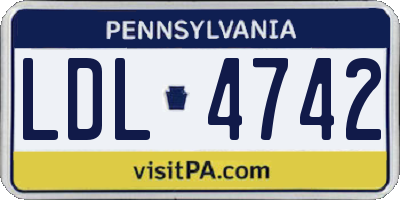 PA license plate LDL4742