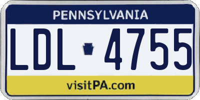 PA license plate LDL4755