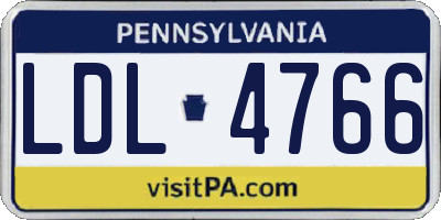 PA license plate LDL4766