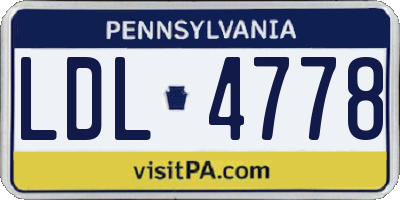 PA license plate LDL4778